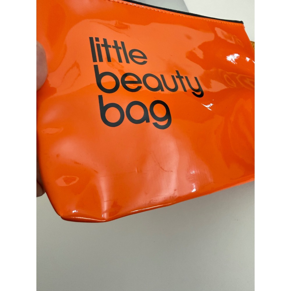 Bloomingdales Little Beauty Bag Orange Patent Cosmetic Pouch Makeup Travel Case - Picture 7 of 7